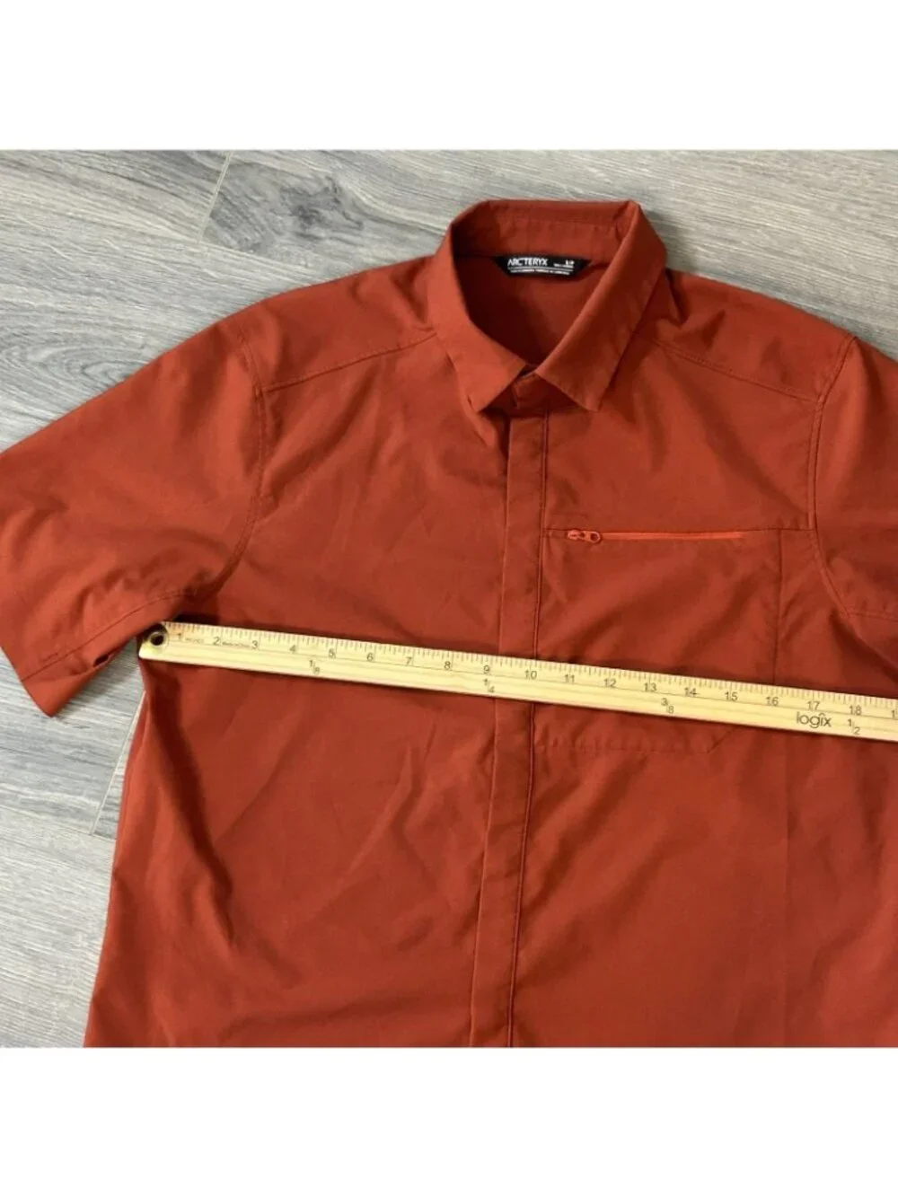 Arc'teryx Shirt Mens Small Orange Skyline Snap Front Zip Pocket Outdoor Hiking